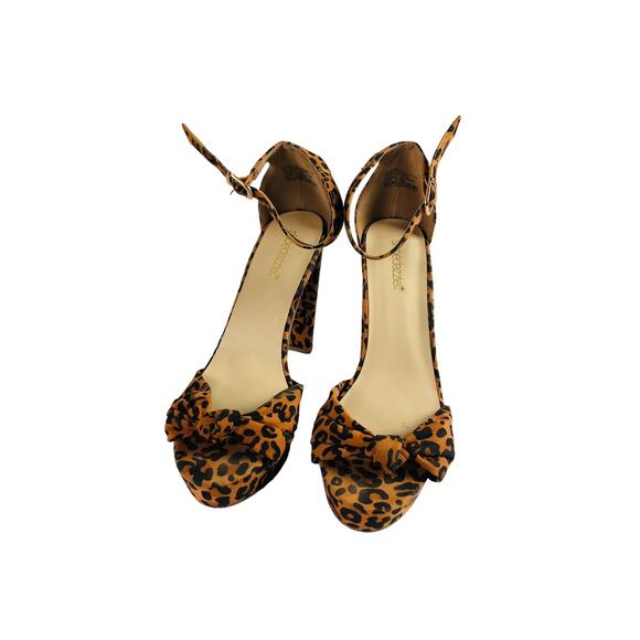 ShoeDazzle Deanelle Heeled Sandal Animal Print Heels Platform Peep Toe 8.5 - Picture 5 of 8